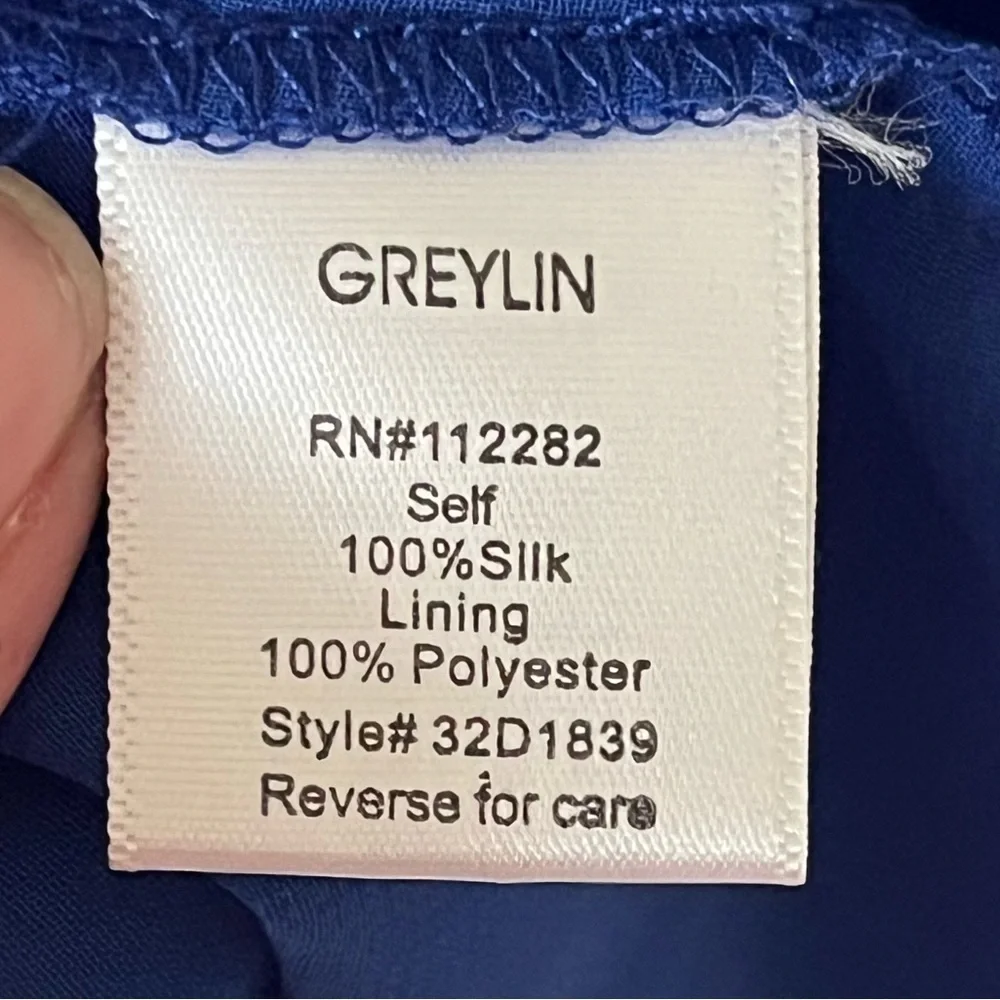 Anthro Greylin Silk Wrap Dress Blue Cowl Neck Mini Wedding Guest XS